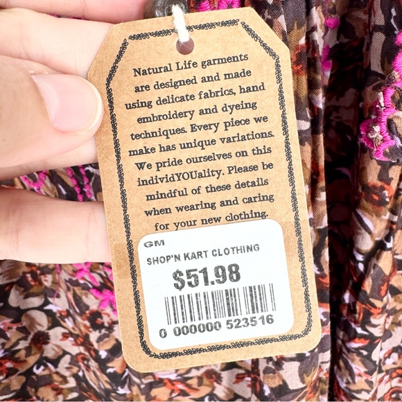 NWT Natural Life Harley Embroidered Floral Midi Sundress Brown/Fuchsia Size M - Picture 13 of 16